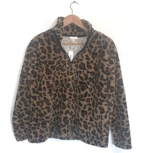 NWT Charming Charlie Animal Print 3/4 zip Sweater